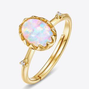 Opal and Zircon Adjustable Ring For Women